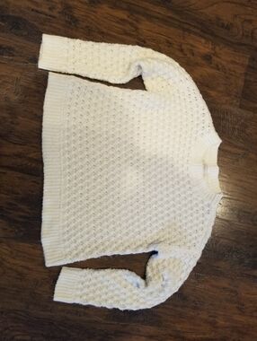 LOFT Cream Textured Crewneck Sweater Size Large L